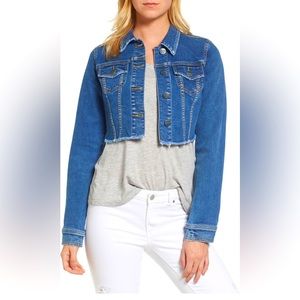 NWT Slink Jeans Fray Cropped Jean Jacket Women’s Size Small Blue Never worn.
